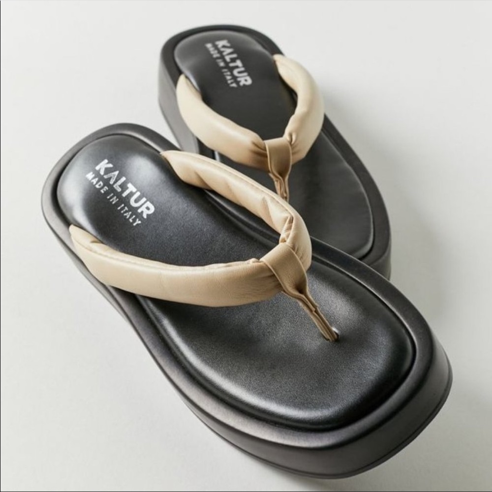 Kaltur Katy leather flip flop thong sandals new in box made in Italy